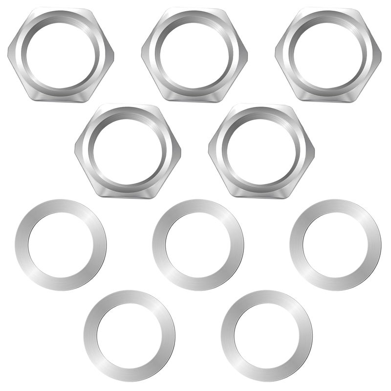 simarro 5 Set Jack Socket Nut with Washer, 3/8" Guitar Nuts and Washers Guitar Input Output Jack Socket Nuts and Washers Silver Hex Nut Washer for Guitars Bass - Image 1